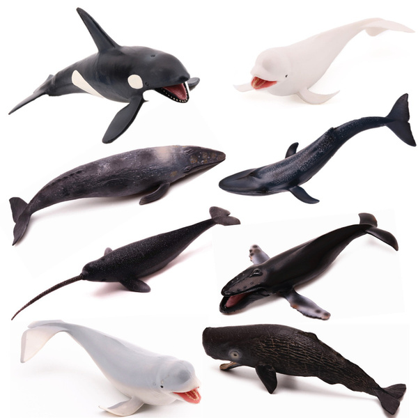 8PCS Plastic Sea Marine Animal Figures Ocean Creatures Shark Whale Kids Toy YL 