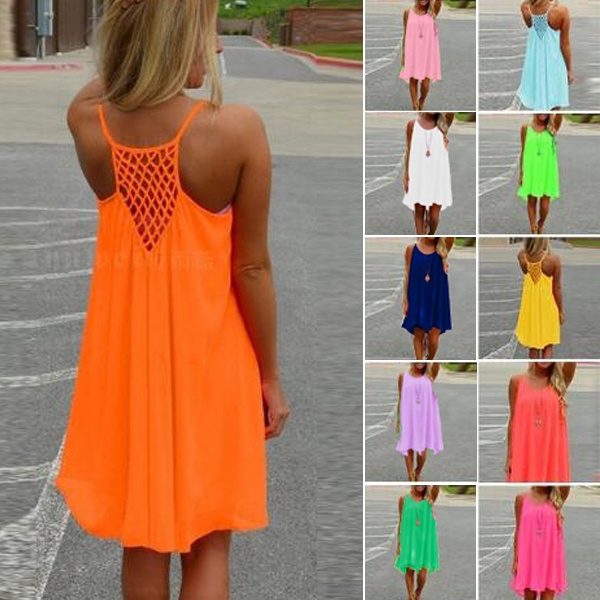 14 Colors Summer Casual Sleeveless Evening Party Backless Beachwear ...