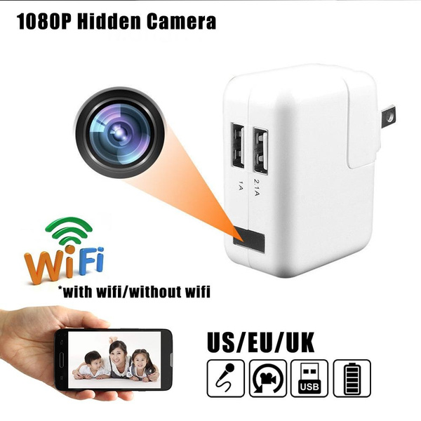 EU Charger Wireless Video Recorder Cam Full HD 1080P WIFI SPY Hidden Camera US 