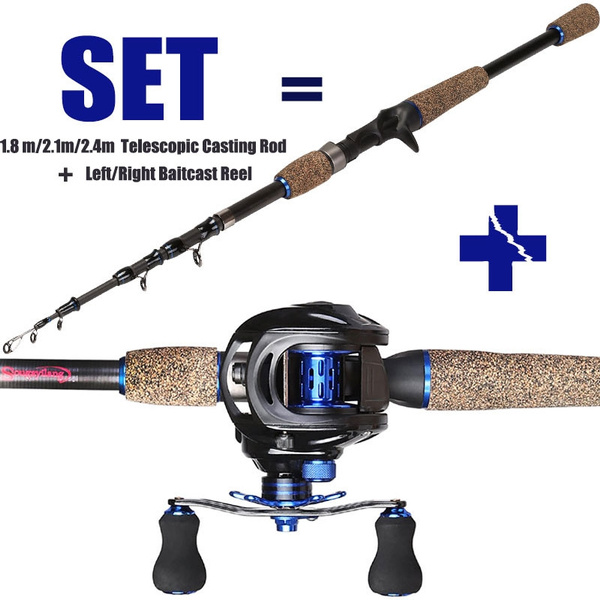 Telescopic Casting Fishing Rod with 7.0:1 Gear Ratio Low Profile Super  Light Smooth Baitcast Reel