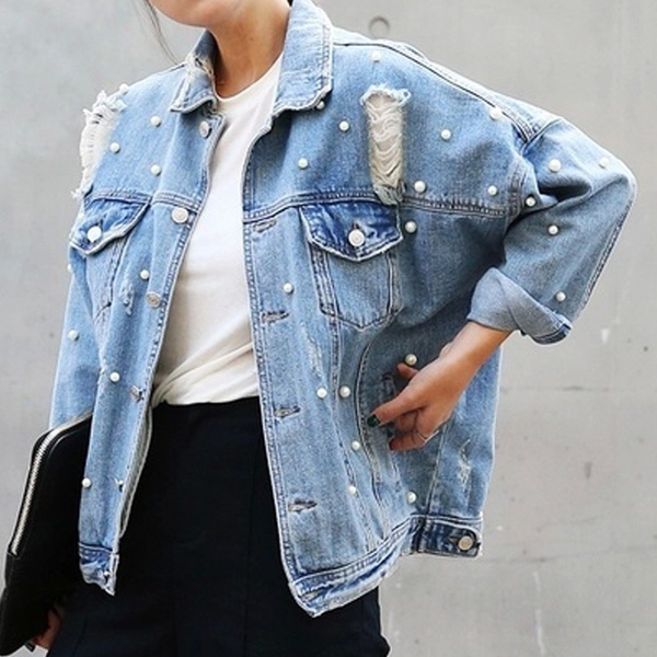 Loose Pin Hole Bead Pearl Jeans Studded 