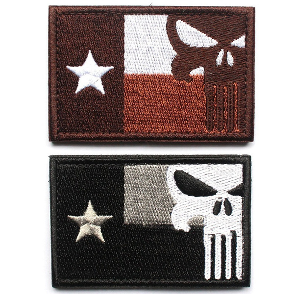 WHITE BLACK American Flag Military Embroidered Patch Craft Supply 