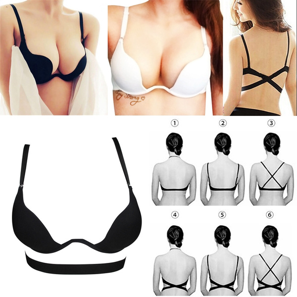 W Cup Deep V Low Cut Push Up Women Sexy Seamless Bra Backless Invisible Plunge  Bra New