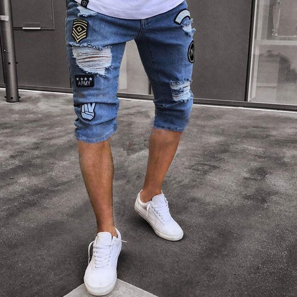 Betusline Mens Jean Shorts Ripped Button Closure Denim Shorts Holes  Straight Summer Short Jeans (30, Dark Blue) at Amazon Men's Clothing store