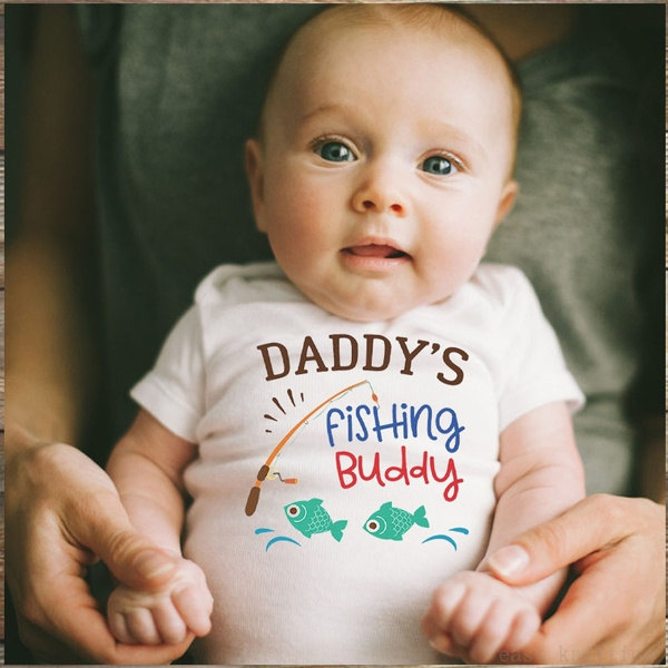 Personalized Newborn Baby Boy Girl Short Sleeve Daddy'S Fishing Buddy