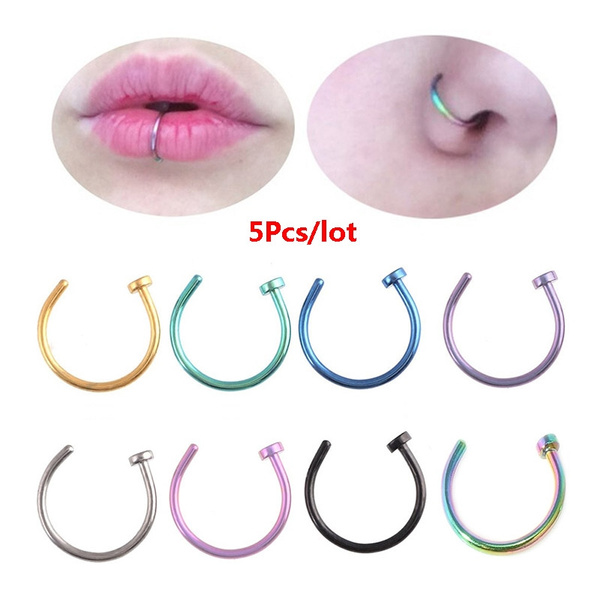 5pcs/lot Fake Lip Ring C Clip Nose Ring 
