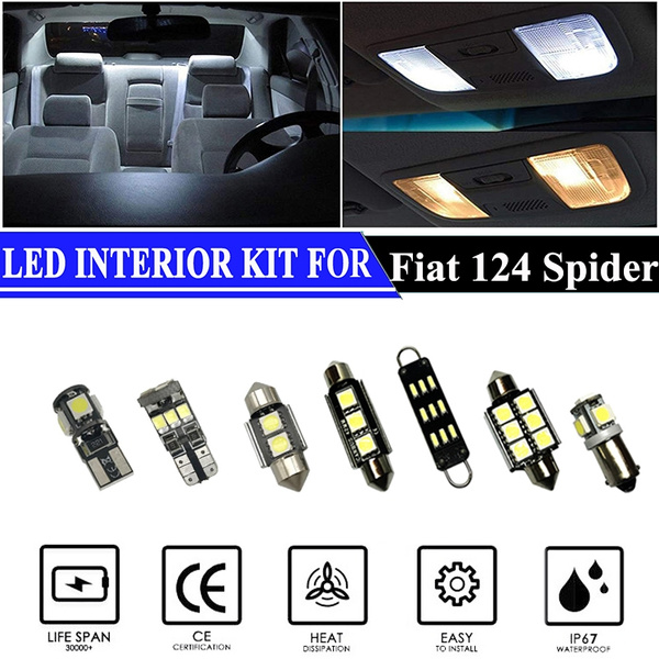 White Interior Map Trunk LED Lights Package Kit for 2017-2018 Fiat 124  Spider