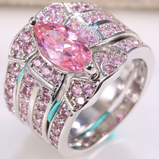 Sterling, pink, DIAMOND, wedding ring