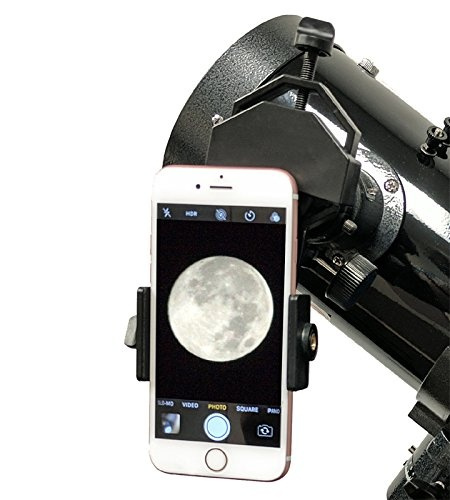 Silver AstroVenture 6 Short Tube Reflector Telescope with Universal Smartphone Camera Adapter 