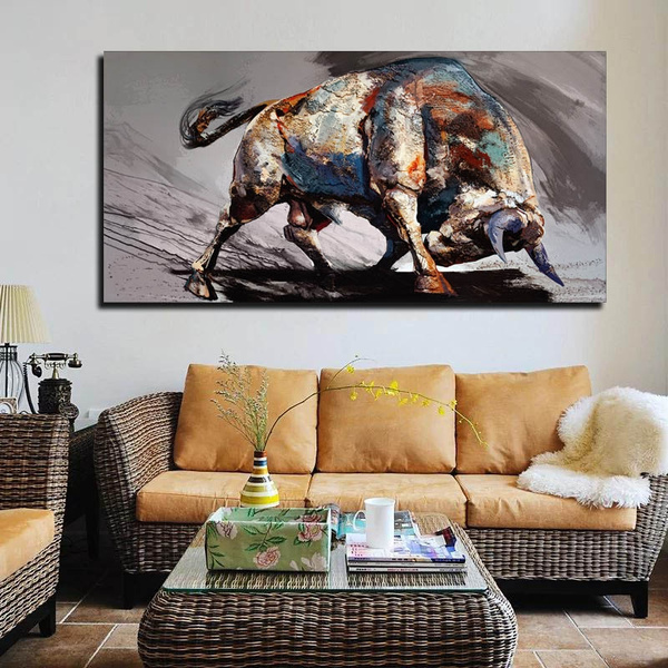 Alu-dibond Mural Bull Abstract Art Print picture Animals Poster Nature Bull 