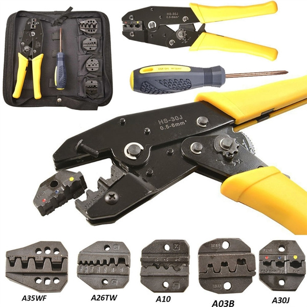 Cable Crimper Insulated Electrical Ferrule Ratchet Wire Plier Crimping Tool 
