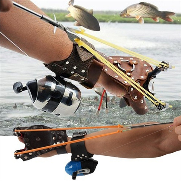 Slingshot Fishing Reel Bow Catapult Hunting Recurve Broadheads Hand Guard Kit 