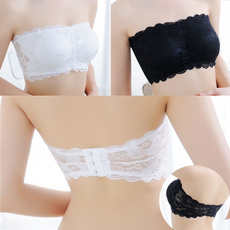 Women Stretch Lace Bra Push Up Wire Free Padded Strapless Seamless Top Underwear