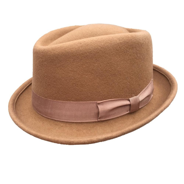 Classic Wool Felt Brown Pork Pie Hat 
