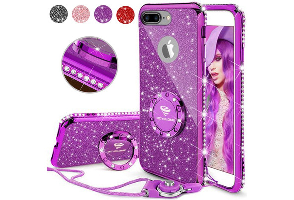 iPhone 7 Plus Case, iPhone 8 Plus Case, Glitter Cute Phone Case Girls with  Kickstand, Bling Diamond Rhinestone Bumper Ring Stand Protective Pink iPhone  7 Plus/ 8 Plus Case for Girl Women 