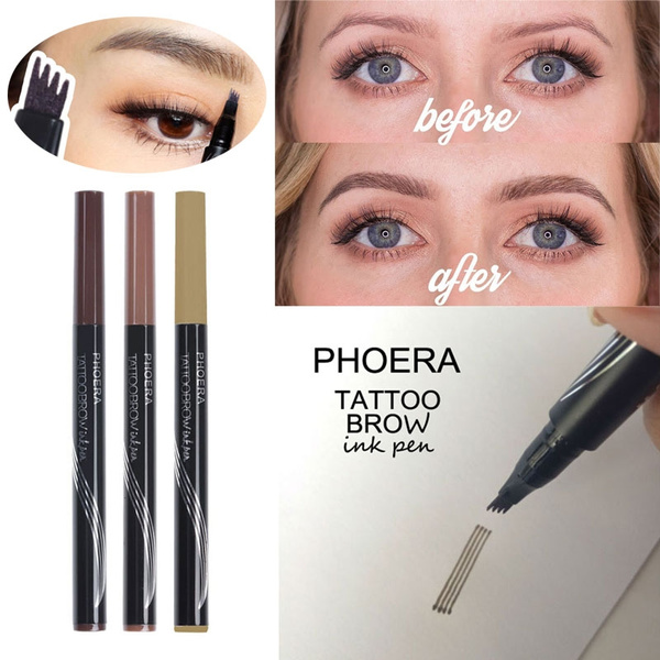 PHOERA Waterproof Eyebrow Tattoo Long-lasting Cosmetics Eye Brow Pen With  Brush(3 colors) | Wish
