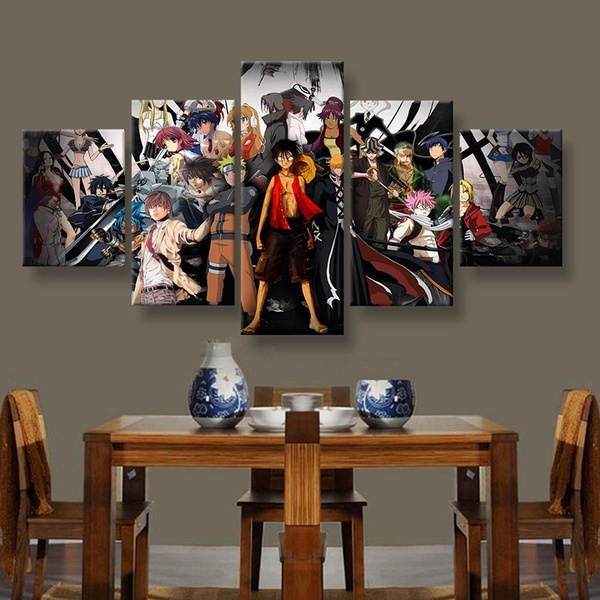 5 Piece Wall Art Japan Hot Anime Naruto One Piece Characters Poster Canvas Print Wall Art Painting Pictures For Living Room Home Decor Wish