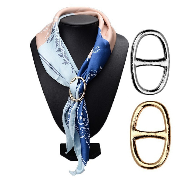 Women Custom Shawl Ring Clip Scarves Fastener Gold Silver Crystal Silk Scarf  Buckle Brooch Wedding Jewelry Female Fashion Gift