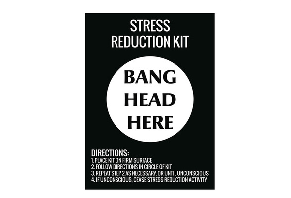 Stress Reduction Bang Head Here Metal Wall Sign 
