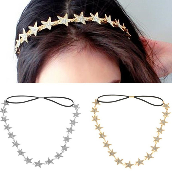 Star Headband Headbands Chain Bands Metal Pentagram Women Band Hair Jewelry 
