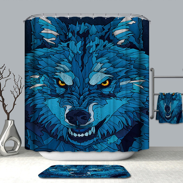 Art Painting Wolf Shower Curtain, Wolf Shower Curtain Bath Accessories