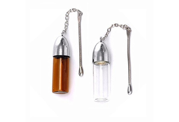 High End Pocket Sized Glass Vial Small Glass Bottle with Snuff Spoon 