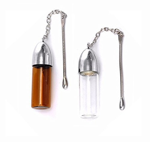 Sniffer Bullet Glass Vial Small Glass Bottle with Snuff Spoon Strong Vial Pocket W Mini Funnel Amber 
