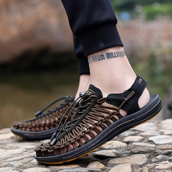 Men Sandals 2019 Summer Weave Breathable Beach Casual Shoes for Man Handmade Soft Superstar Zapatos Sandalias Hombre Shoes