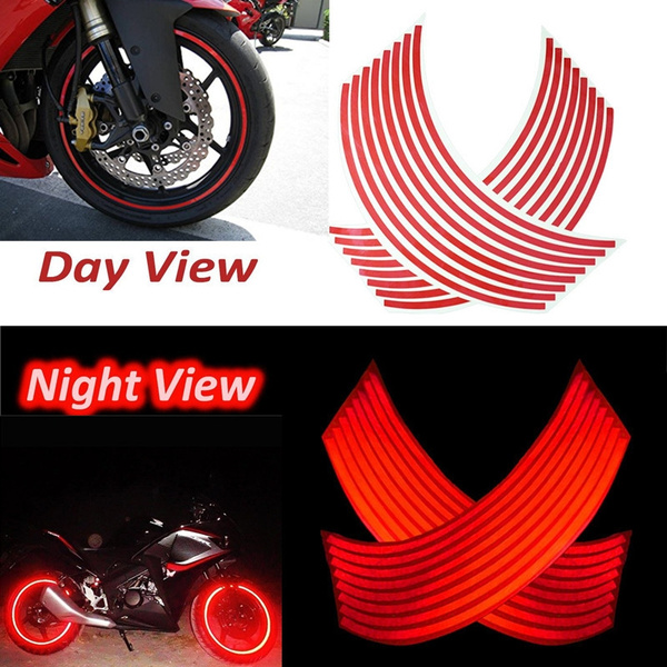RED REFLECTIVE RIM TAPE WHEEL STRIPE TRIM CAR BIKE BICYCLE DECAL 16 17 18 19