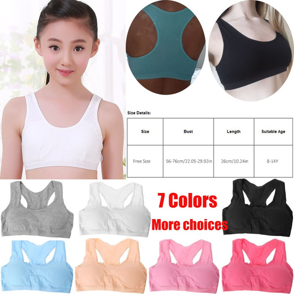 2 Colors White sayletre 8-14 Years Young Girls Cotton Blend Sports Training Bras Puberty Children Soft Breathable Underwear Teenage Kids Crop Vest Tops Clothing Lace Flower