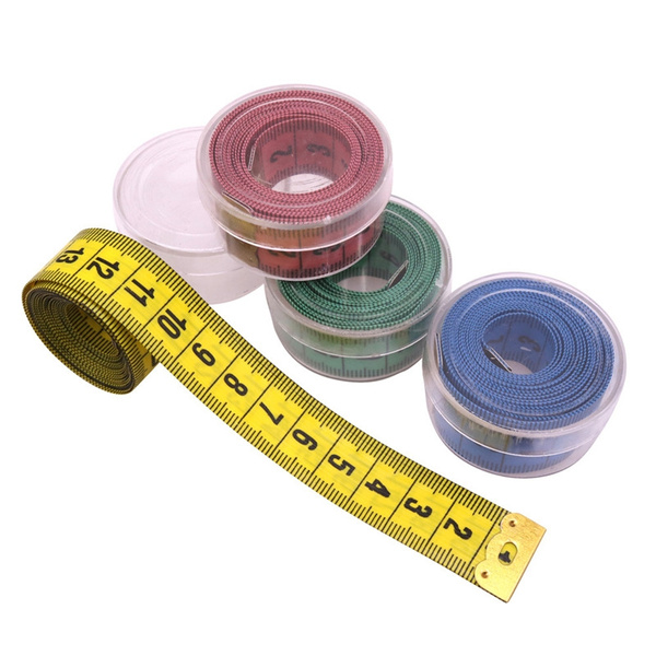 Practical 1.5m Tape Measure Sewing Tailor Fabric Measuring Tapes Ruler Soft  Flat with Round Plastic Case, Pack of 2
