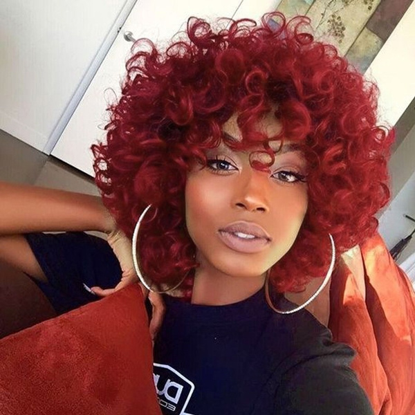 curly red wig short