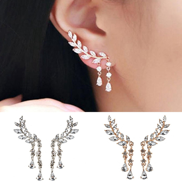 Buy Simple 925 Sterling Silver Ear Cuff Earrings Climber Leaf Earrings for  Women at Amazon.in