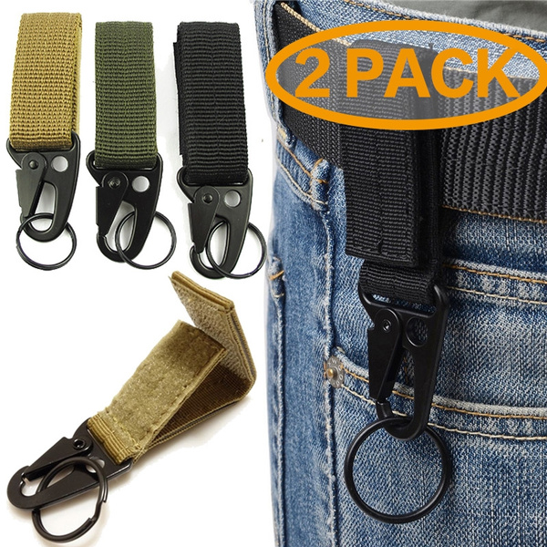 Outdoor Army Tactical Webbing Belt MOLLE Keychain Quick Release Buckle Key Ring 