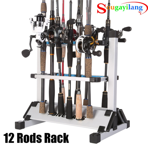 Fishing Rod Rack Metal Aluminum Fishing Rod Organizer Portable Fishing Rod  Holder for All Type Fishing Pole Hold Up to 12 Rod