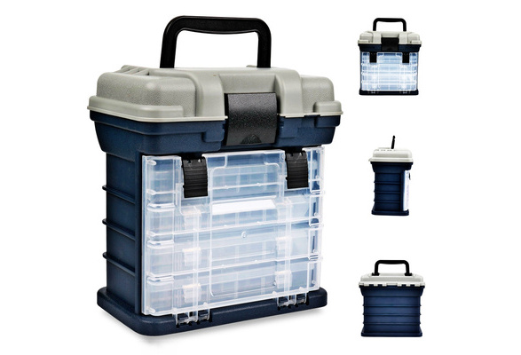 Sougayilang Fishing Tackle Box Portable 4 Layers Fishing Box Sea Boat Fishing Accessory Box Case With Handle Utility Box-Small Size Sougayilang Fishing Tackle Box Portable 4 Layers Fishing Box Sea Boat Fishing Accessory Box Case With Handle Utility Box-Small Size