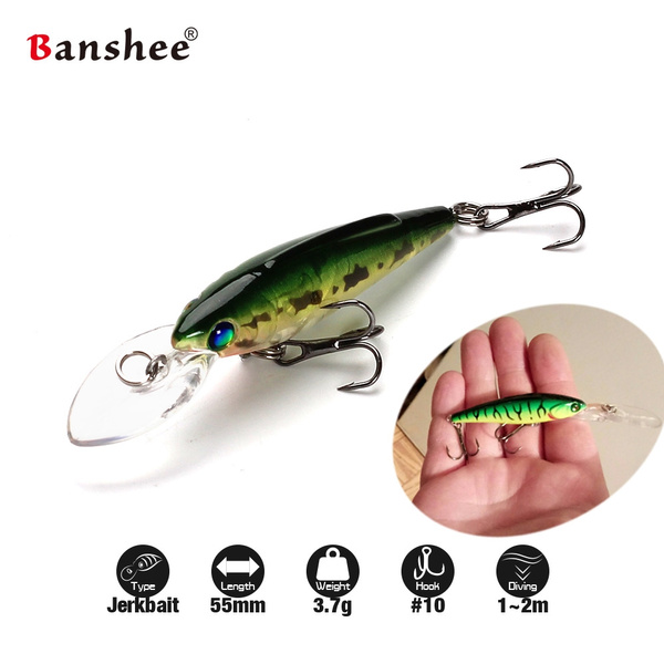 Banshee 55mm 3.7g Freshwater Fishing Lure Small Mouth Bass Perch Bluegill  Trout Shallow Diving Jerkbait