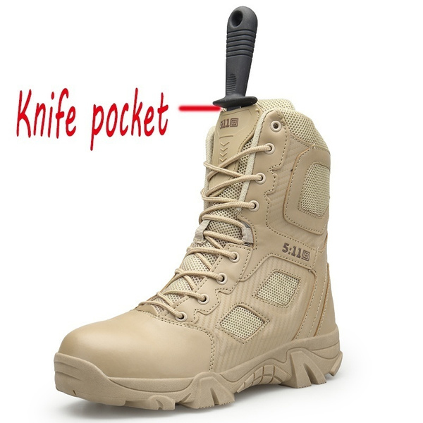 military boots with knife pocket