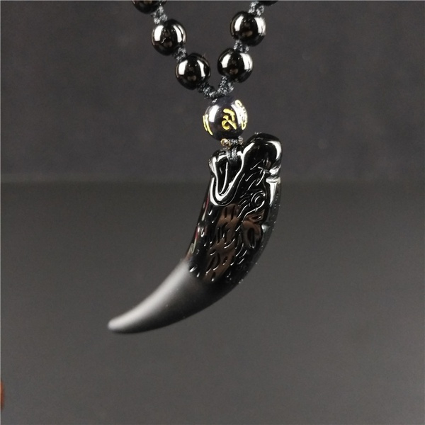obsidian wolf necklace
