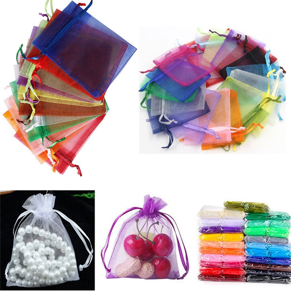 100 PCS Organza Jewelry Candy Gift Pouch Bags Wedding Party Xmas Favors Decor 