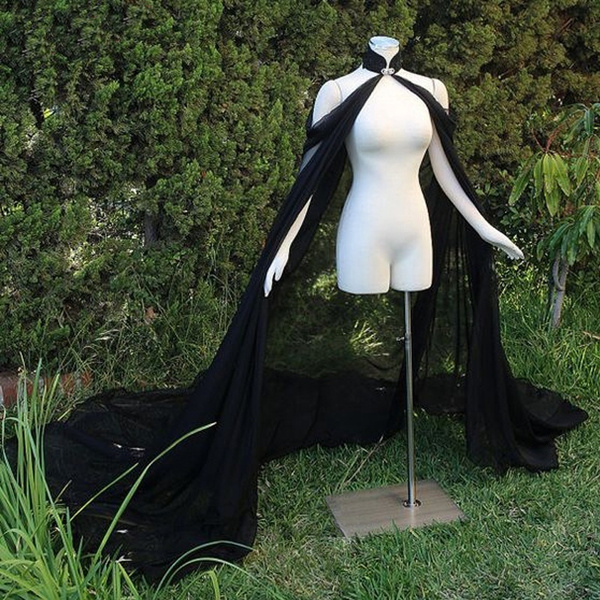 black bridal cape