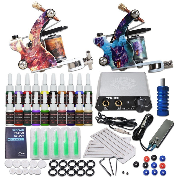 Generic 22pcs Complete Tattoo Supplies Kit Tattoo Machine Grip