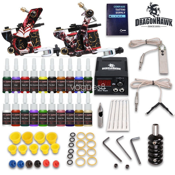 BZTANG TATTOO Complete Tattoo Kit for Beginners Tattoo Power Supply Kit 20  Tattoo Inks 20 Tattoo Needles 2 Pro Tattoo Machine Kit Tattoo Gun Kit