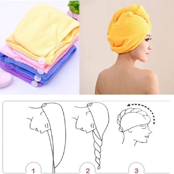 Hot Microfiber Towel Quick Dry Hair  Drying Turban Wrap Hat Caps Bathing 