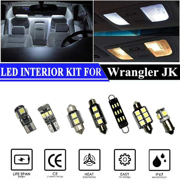 LED Interior Light Replacement Kit for 2007-2018 Jeep Wrangler JK JKU  Replaces Map Dome and License Plate Accessories (6 Bulbs). | Wish