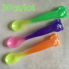 3Pcs/set Infants Toddler Safety Baby Utensils Auto-Changed Color Temperature Sensing Spoon Feeding Spoon Silicone Tableware