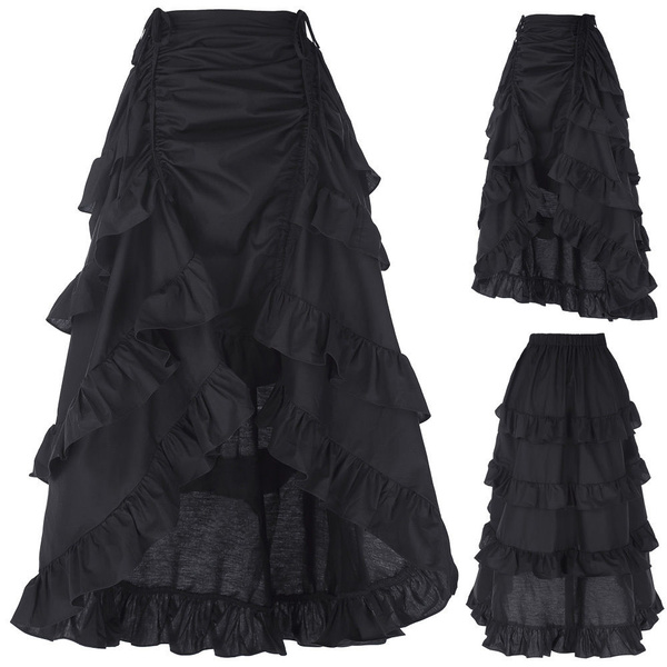 Vintage Gothic Victorian Ruffle Bustle Skirt Steam Punk Retro Gothic ...