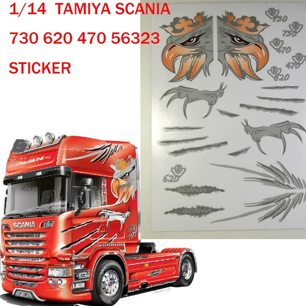 Half RED RC Truck Truck 1:14 Tamiya Decals Stickers Sheets Scania