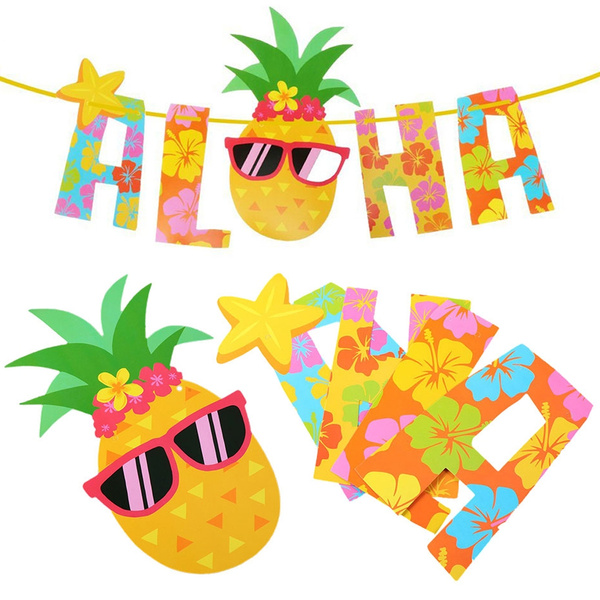 Hawaiian Tropical Pineapple Summer ALOHA Party Banner Garland Bunting Xmas New 