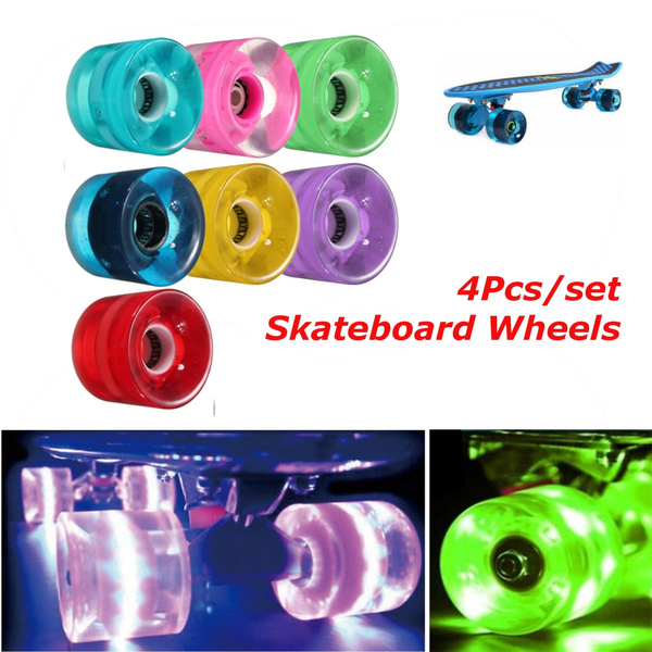 4Pcs LED Skateboard Wheels 60x45mm Cruiser Longboard Glow Lights Magnetic Power 